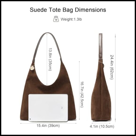 Slouchy Hobo Tote Vegan Leather Large Shoulder Bag Zipper Closure Chic - Picture 5 of 7